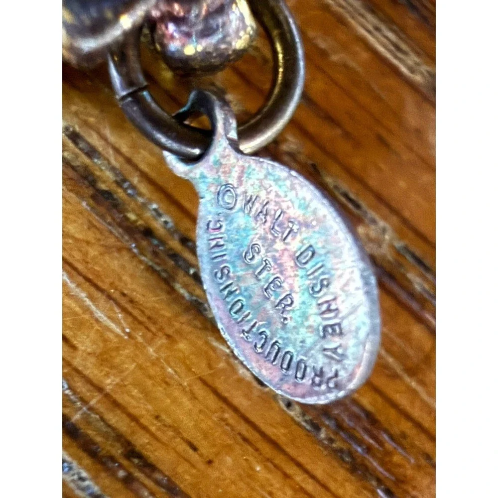 Vintage Disney Minnie Mouse 925 Sterling Silver Charm Cute Clasped Hands on Side